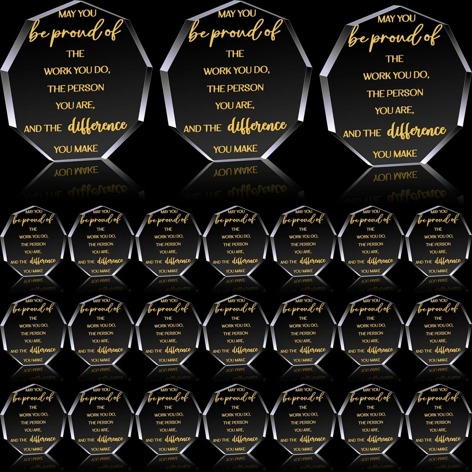 Huquary Employee Appreciation Awards Acrylic 24 Pcs | Motivational Coworker Gifts (Pentagram, 2.36 inches) — Fresh Color