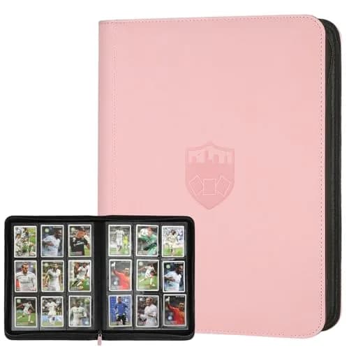 GERMUN Pink Trading Card Binder Ringless Side Loading 720 Cards | Acid-Free PU Zipper Album — 12 Pocket 720 / Diamond Pink