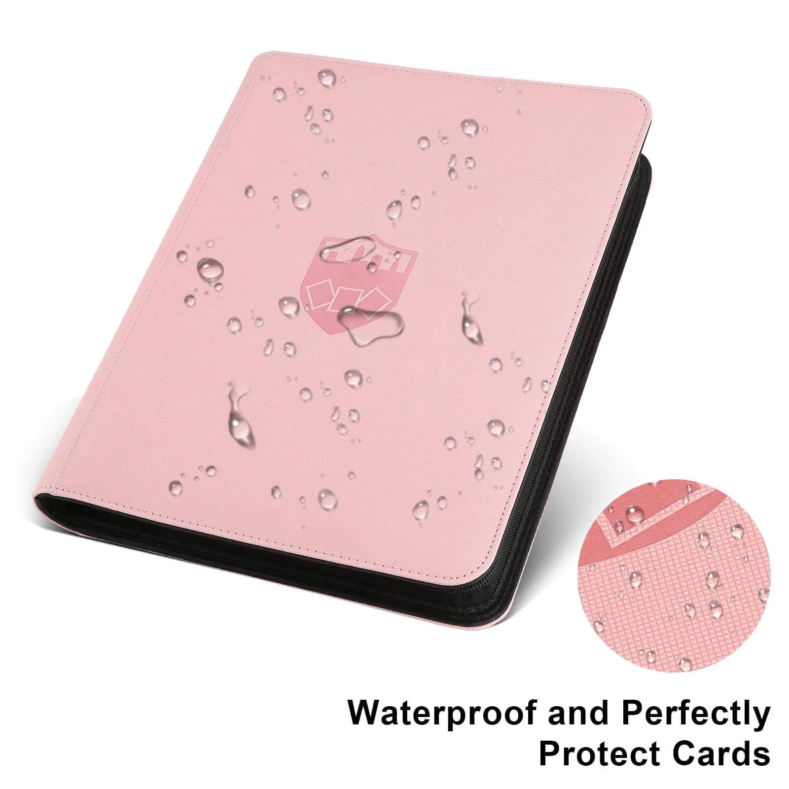 GERMUN Pink Trading Card Binder Ringless Side Loading 720 Cards | Acid-Free PU Zipper Album