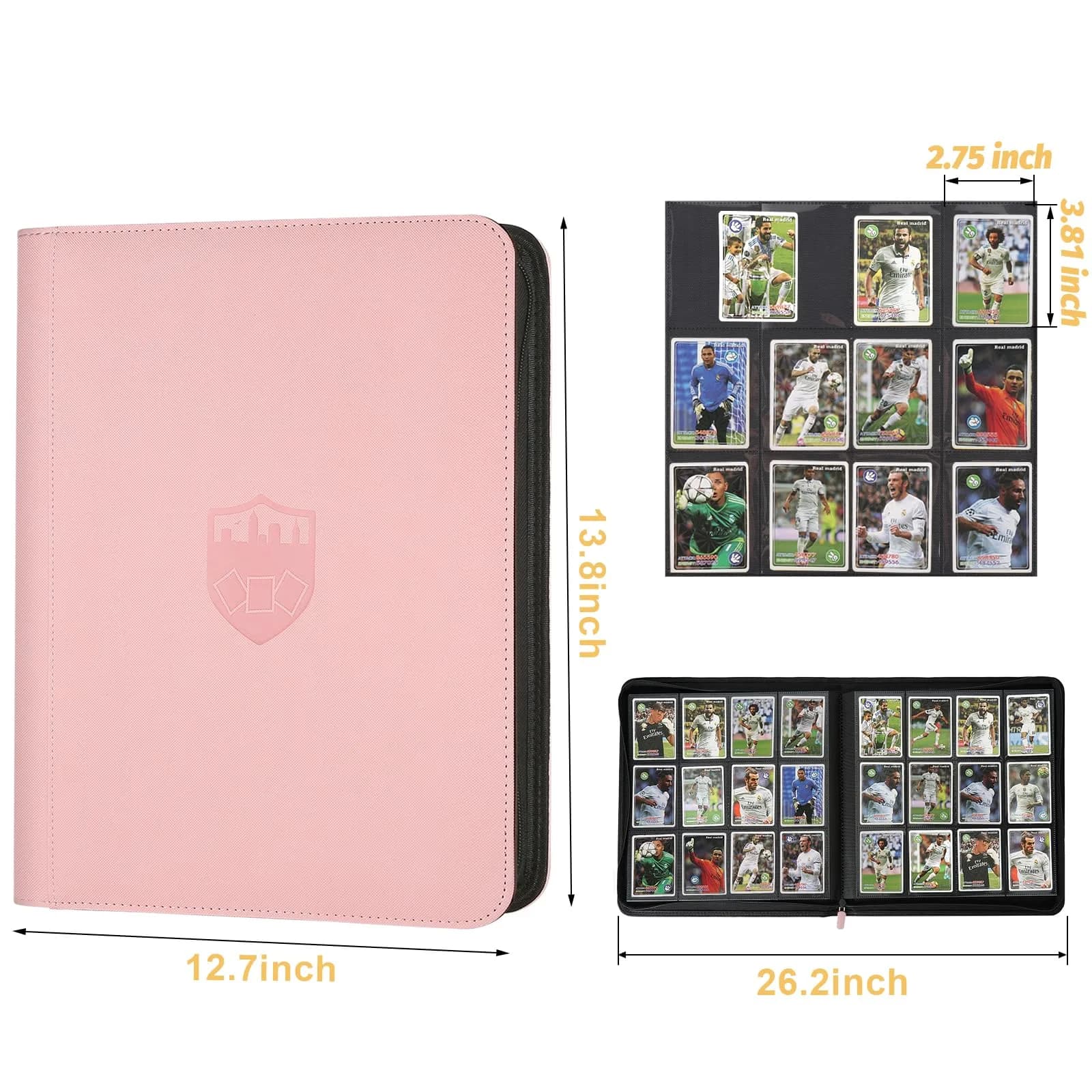 GERMUN Pink Trading Card Binder Ringless Side Loading 720 Cards | Acid-Free PU Zipper Album thumbnail 2