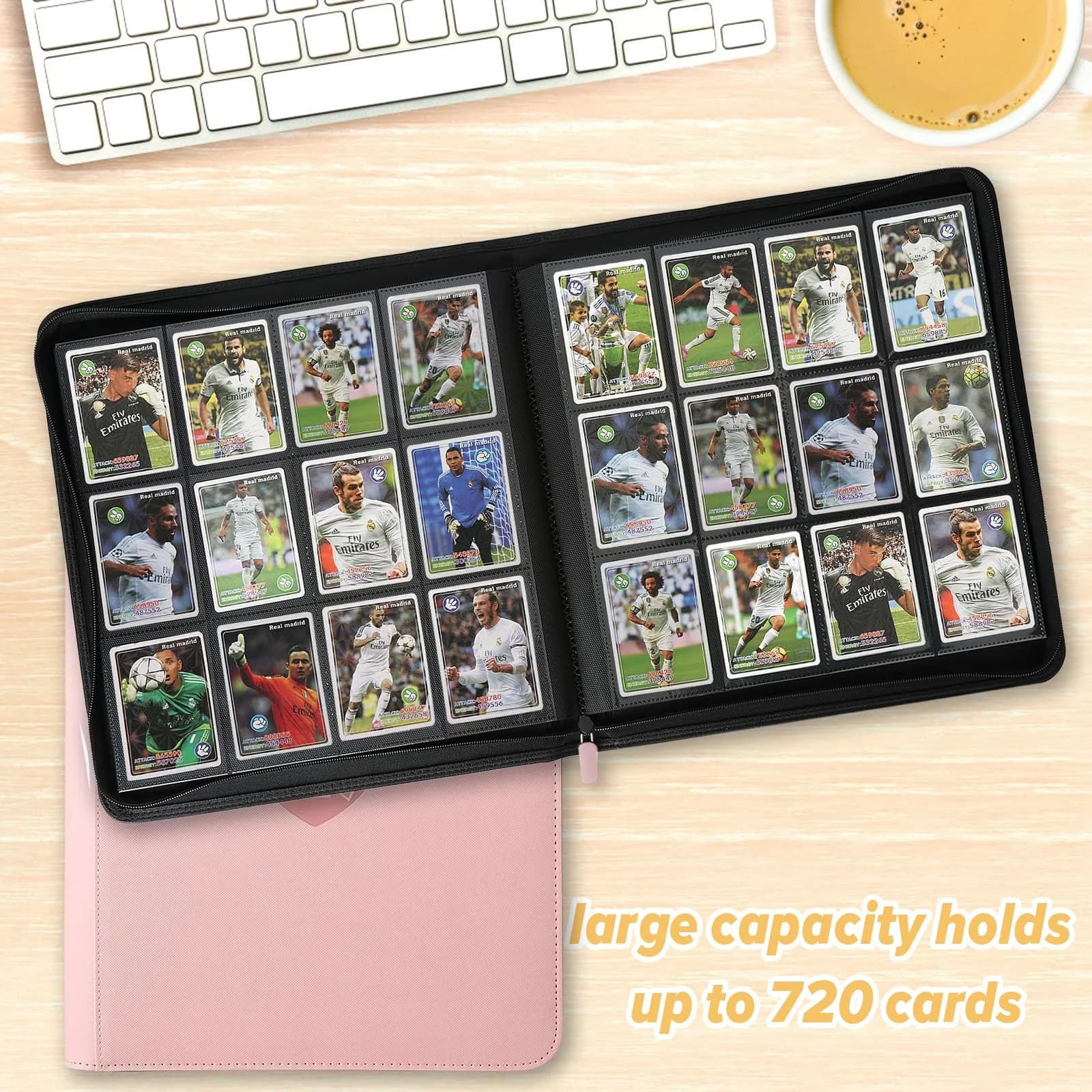 GERMUN Pink Trading Card Binder Ringless Side Loading 720 Cards | Acid-Free PU Zipper Album thumbnail 4
