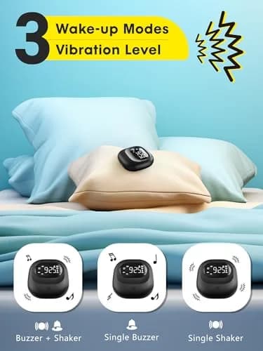 ROCAM Vibrating Alarm Clock Bed Shaker with 3000mAh Battery | Rechargeable, Silent Wake-Up, Dual Alarms, Travel-Friendly thumbnail 5