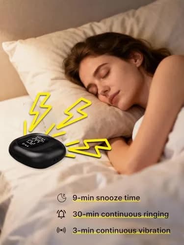 ROCAM Vibrating Alarm Clock Bed Shaker with 3000mAh Battery | Rechargeable, Silent Wake-Up, Dual Alarms, Travel-Friendly thumbnail 6