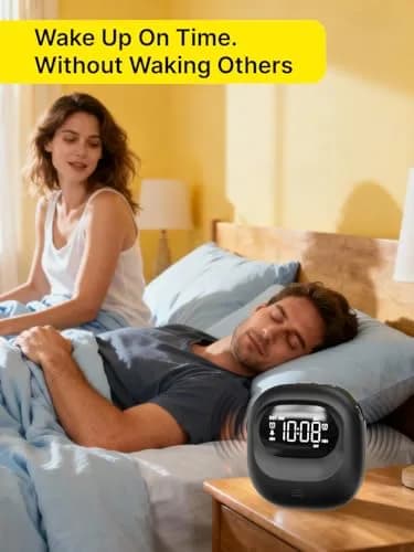 ROCAM Vibrating Alarm Clock Bed Shaker with 3000mAh Battery | Rechargeable, Silent Wake-Up, Dual Alarms, Travel-Friendly thumbnail 3