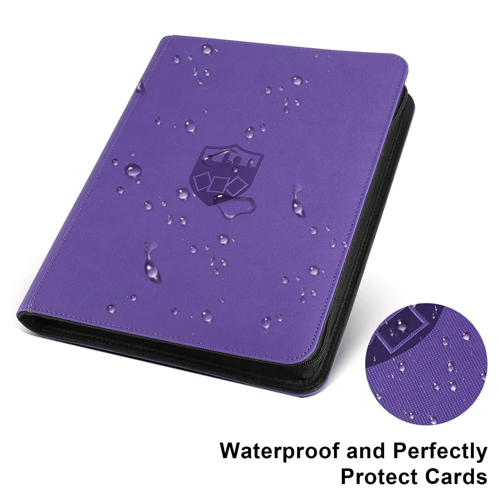 GERMUN Ringless Trading Card Binder, 720 Cards PU Fixed Page Zipper Album (Purple, 12 Pockets) thumbnail 2