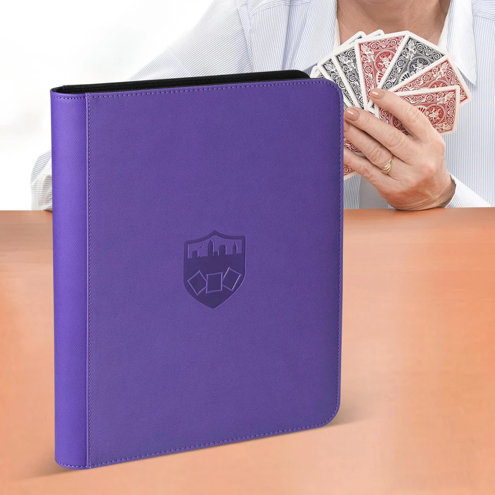 GERMUN Ringless Trading Card Binder, 720 Cards PU Fixed Page Zipper Album (Purple, 12 Pockets) thumbnail 7