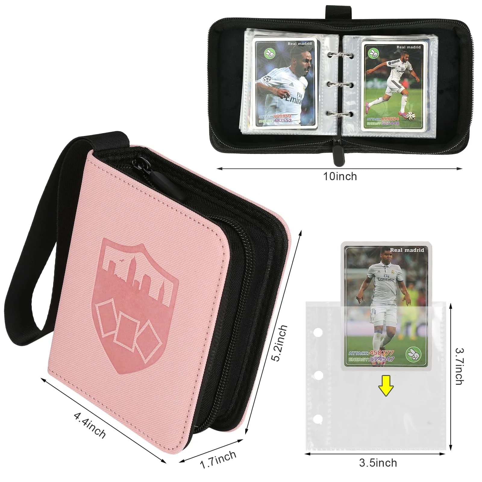 GERMUN Mini Card Binder 1 Pocket 80 Pockets Trading Card Album Folder with 40 Sleeves Double Sided - Pink
