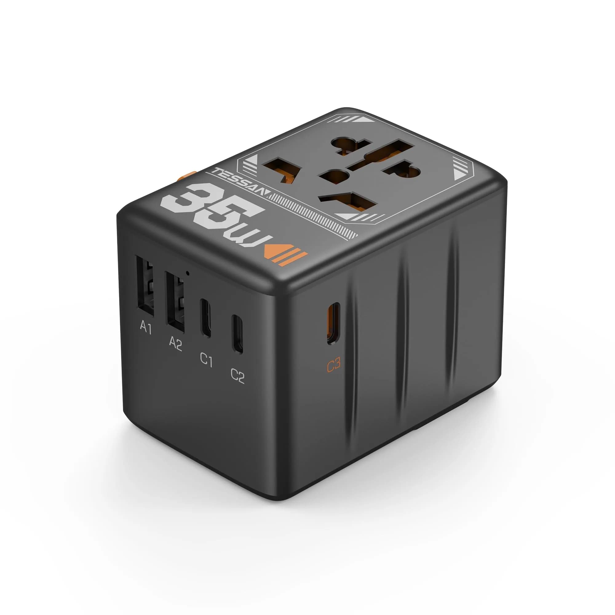 TESSAN Universal Travel Adapter 35W 6-in-1 with 3 USB-C, 2 USB-A Ports | Worldwide Power Converter for 200+ Countries
