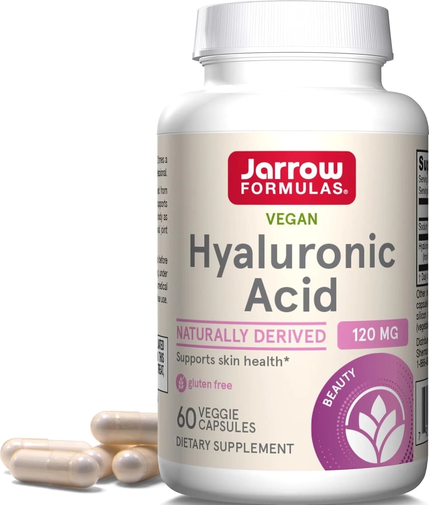 Jarrow Formulas Hyaluronic Acid 120 mg 120 Veggie Capsules | Skin Health Support