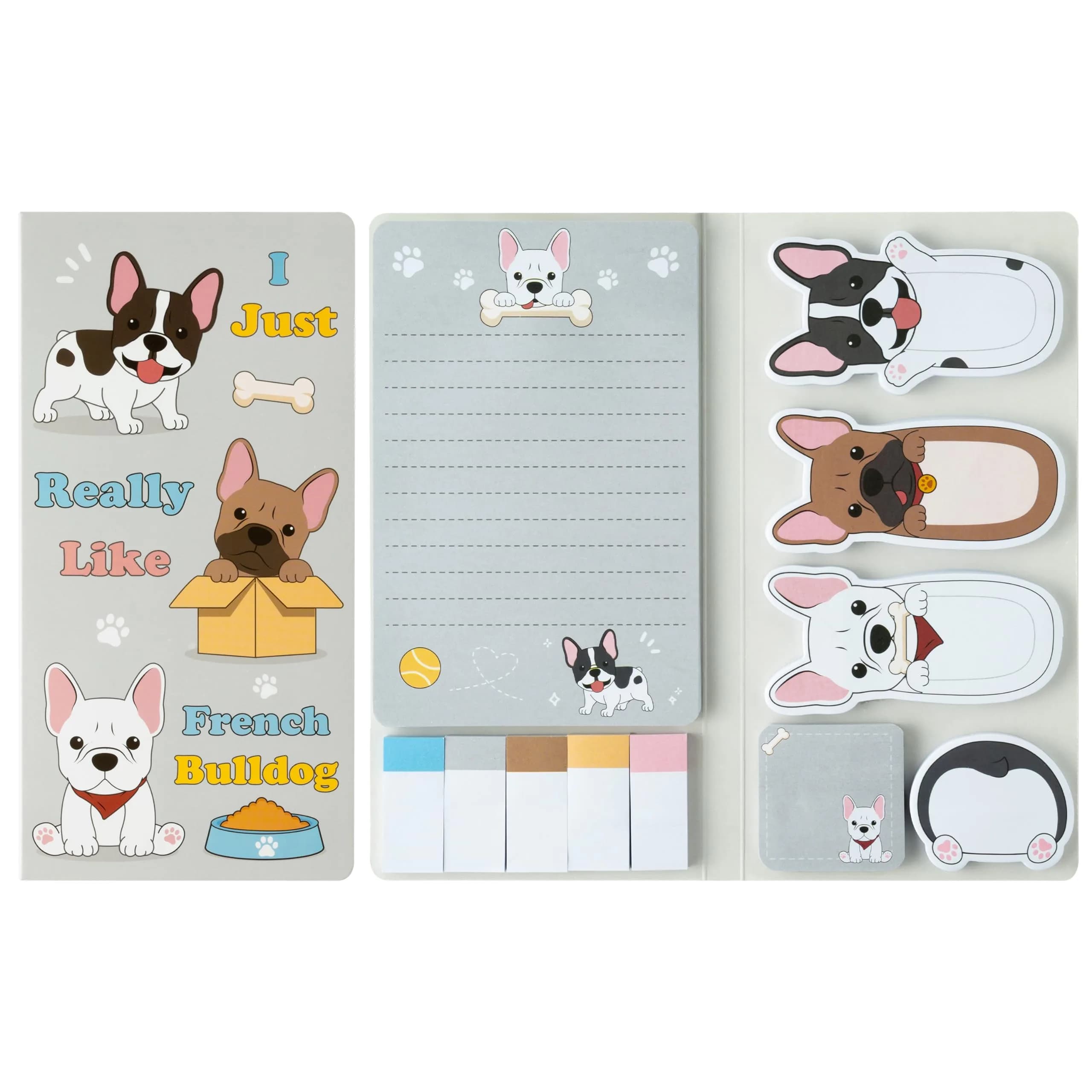 Xqumoi French Bulldog Sticky Notes Set, 550 Sheets, Cartoon Animal Memo Pads Bundle | Cute Dog Design for Students & Office