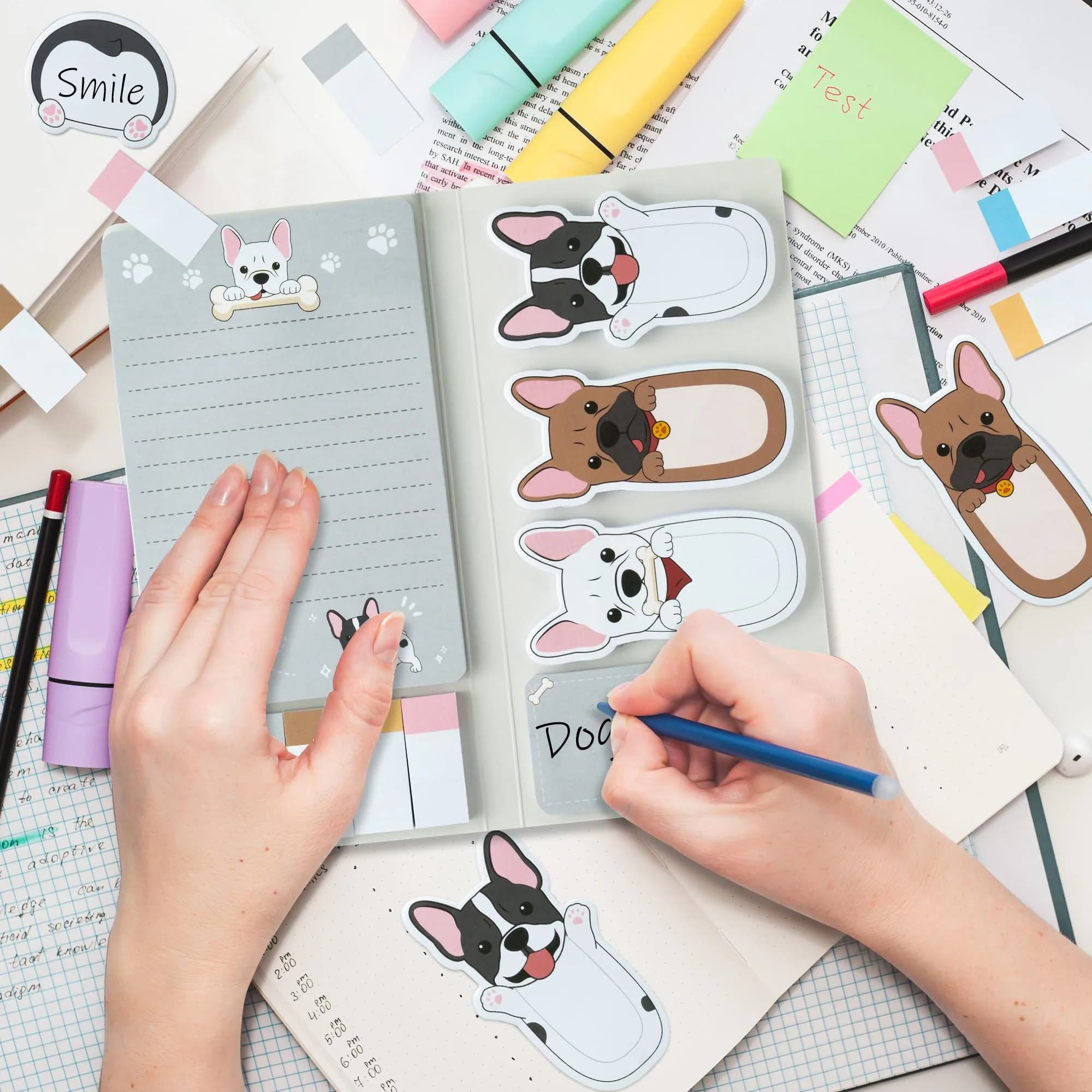 Xqumoi French Bulldog Sticky Notes Set, 550 Sheets, Cartoon Animal Memo Pads Bundle | Cute Dog Design for Students & Office thumbnail 3