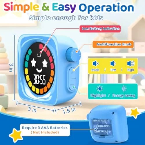 HAUKINIX Visual Timer for Kids ADHD 99-Mins Digital Countdown Stopwatch Timer Blue | 8.6cm (3.4in) x 7.8cm (3.1in) x 4.3cm (1.7in) thumbnail 2