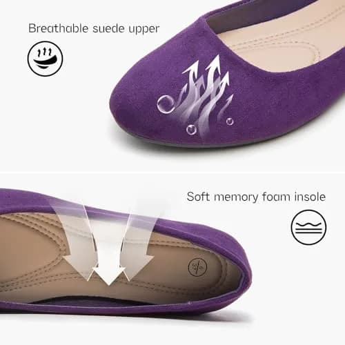 Shupua Flats for Women Round Toe Ballet Flats Work Shoes, Purple, Size 9 | Comfortable All-Day Office Wear thumbnail 7