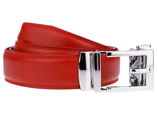 Gelante Ratchet Belt for men, Leather 1.3'' Adjustable Dress Belt in Red | Precise Fit & Trim to Size thumbnail 2