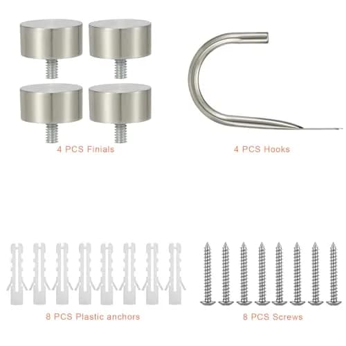 Mayrhyme Premium Curtain Holdback Set of 4 Satin Nickel | Decorative Metal with Zinc Alloy Cap Finials thumbnail 2