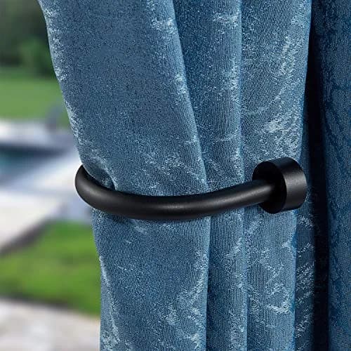 Mayrhyme Premium Curtain Holdbacks with Zinc Alloy Cap Finials, Set of 4, Matte Black | Rust-Proof Metal Decorative Drapery Tiebacks thumbnail 2