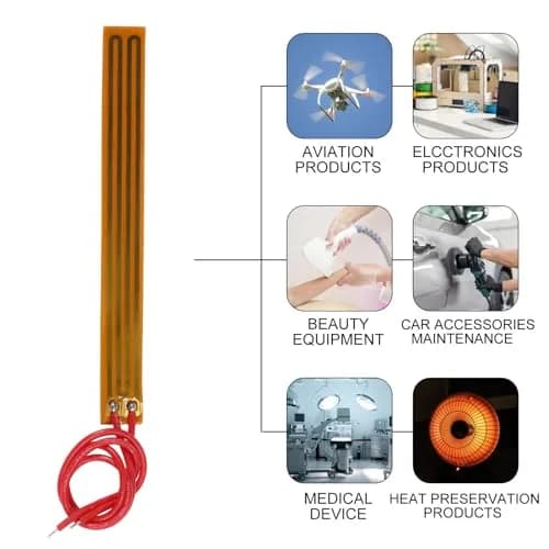 Coliao 6pcs PI Heating Film 12V 12W 10mmx93mm Adhesive Polyimide Heater Plate | Flexible Lab Supply Element thumbnail 7