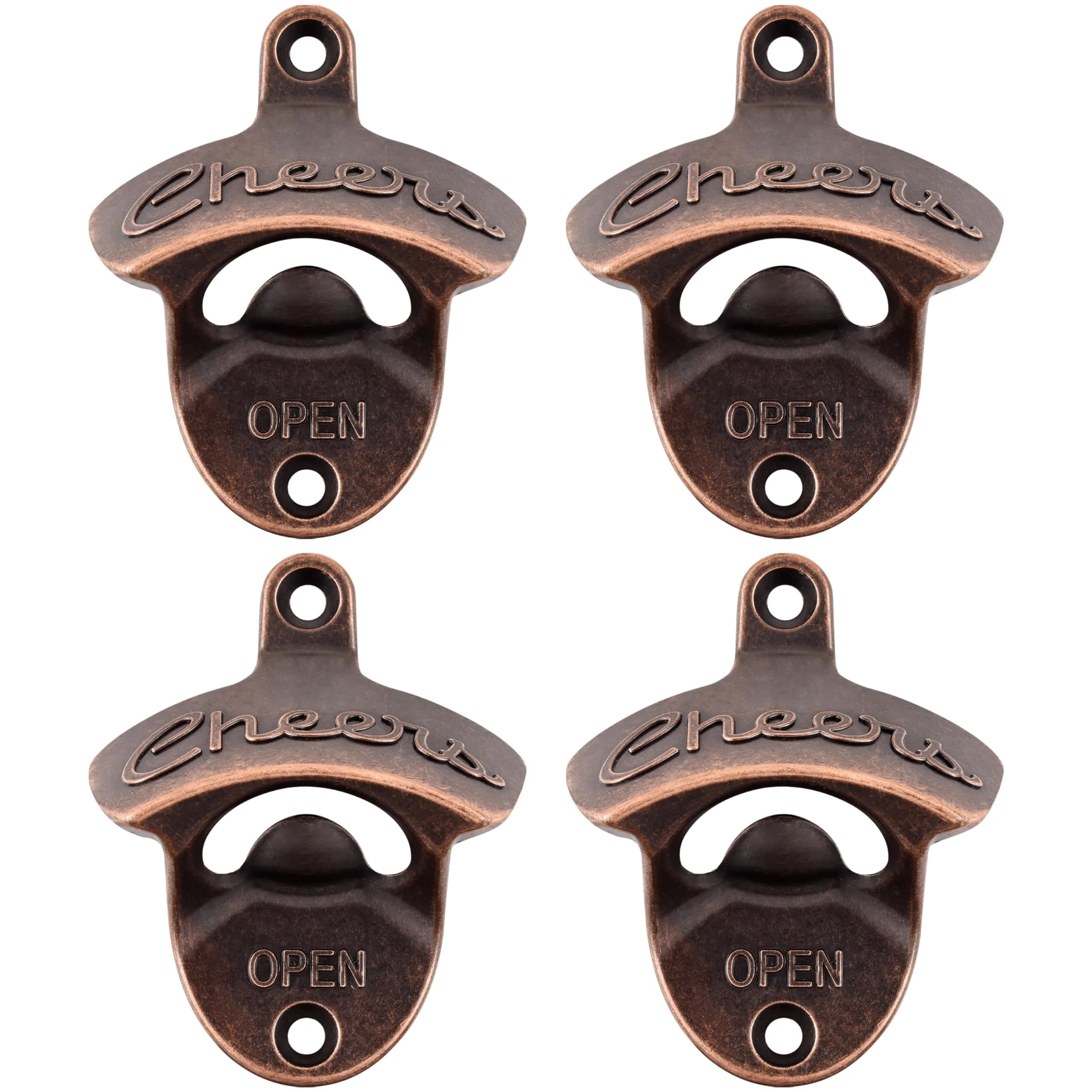 Luwanburg Cheers Wall Mounted Bottle Opener Antique Copper | Unique Soda Cap Tool (70-120c) - main product image