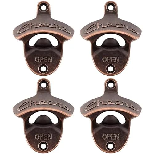 Luwanburg Cheers Wall Mounted Bottle Opener Antique Copper | Unique Soda Cap Tool (70-120c) thumbnail 1