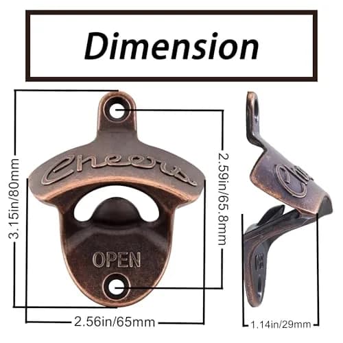 Luwanburg Cheers Wall Mounted Bottle Opener Antique Copper | Unique Soda Cap Tool (70-120c) thumbnail 5
