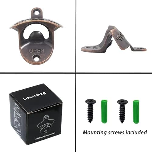Luwanburg Cheers Wall Mounted Bottle Opener Antique Copper | Unique Soda Cap Tool (70-120c) thumbnail 6