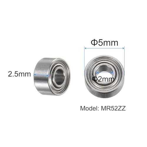 uxcell MR52ZZ Deep Groove Ball Bearings 2x5x2.5mm Double Shielded Chrome Steel Miniature Bearings (10-Pack) thumbnail 2