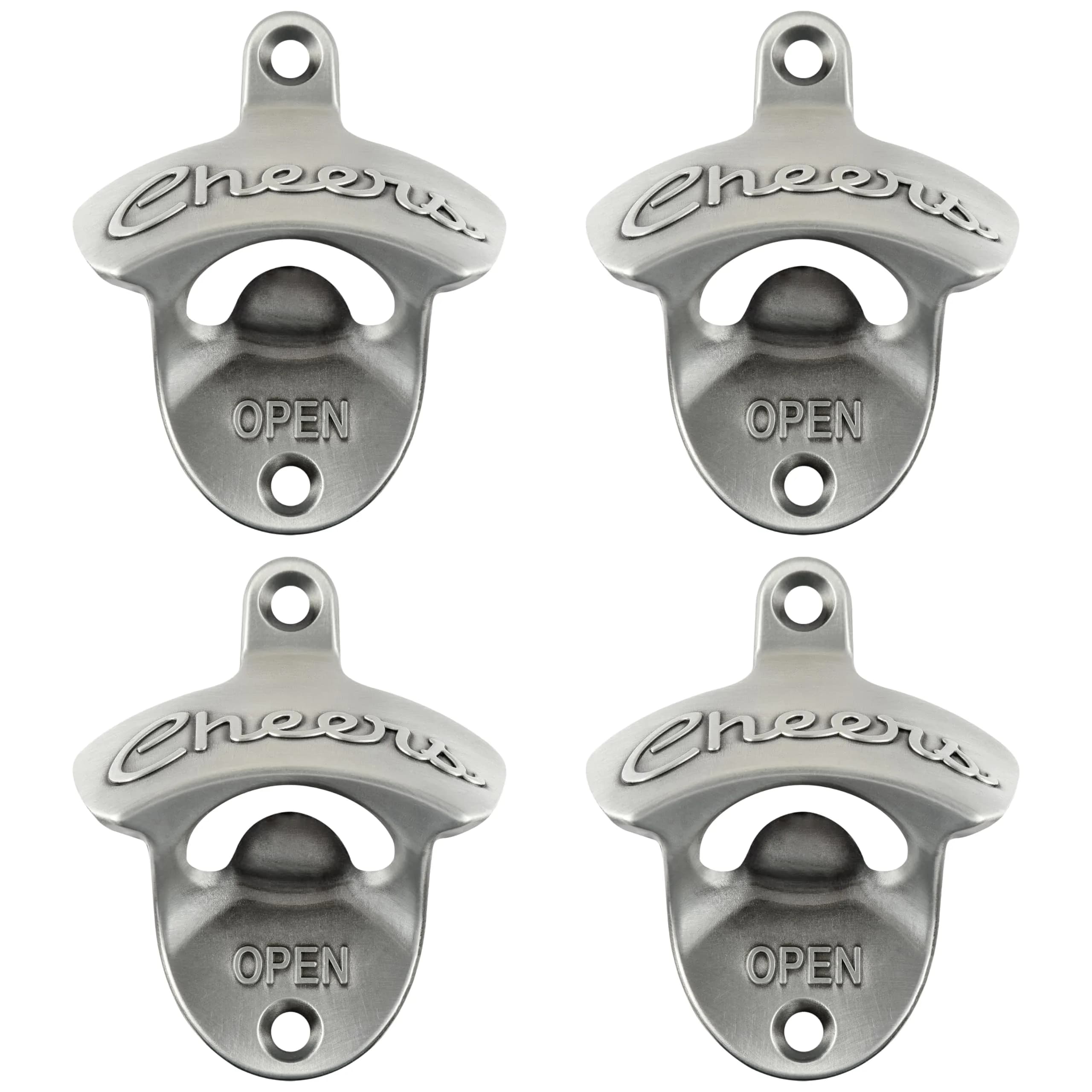 Luwanburg Cheers Wall Mounted Bottle Opener Black | Unique Beer Cap Decor & Effortless Use — Antique Silver