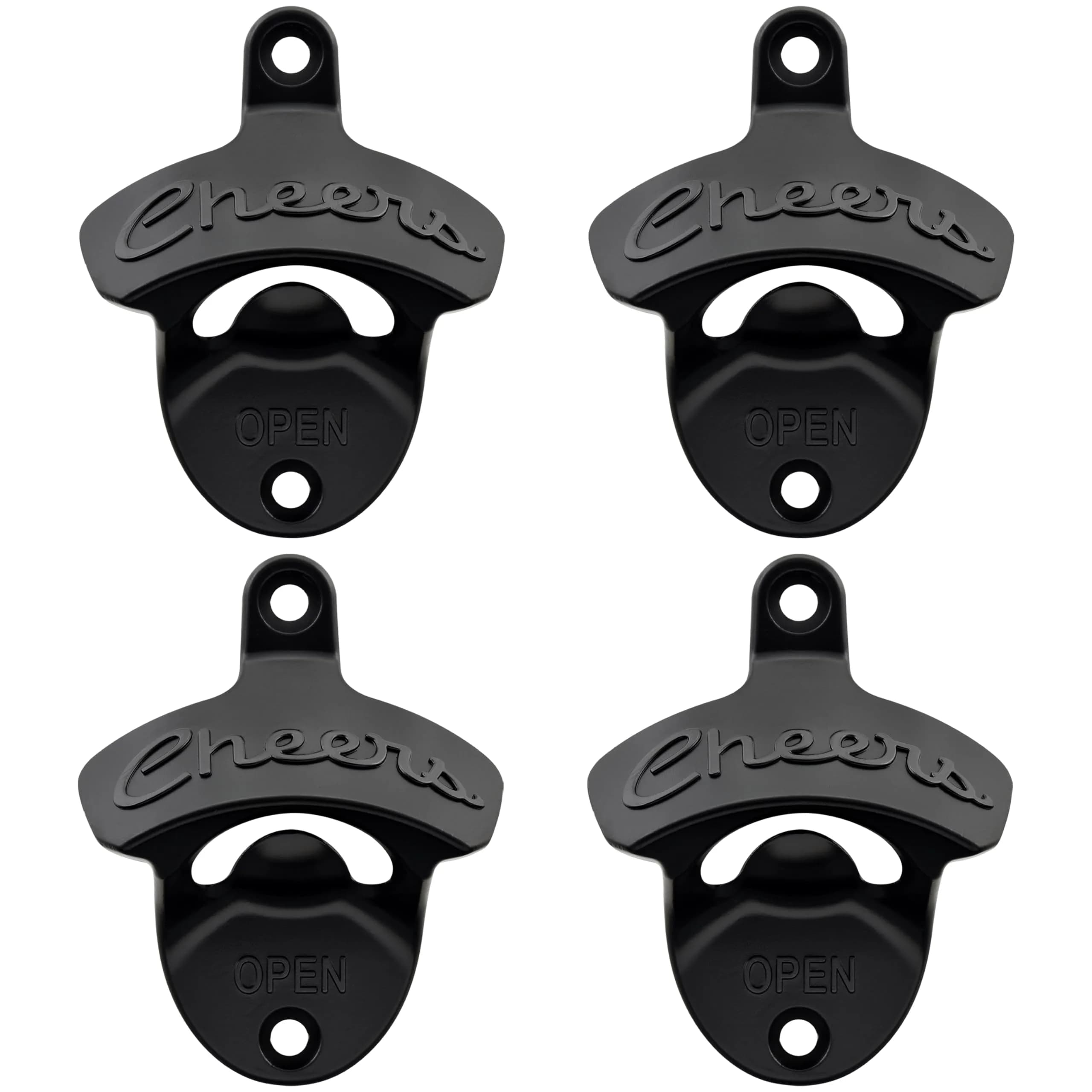 Luwanburg Cheers Wall Mounted Bottle Opener Black | Unique Beer Cap Decor & Effortless Use - main product image