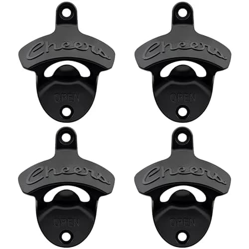Luwanburg Cheers Wall Mounted Bottle Opener Black | Unique Beer Cap Decor & Effortless Use thumbnail 1