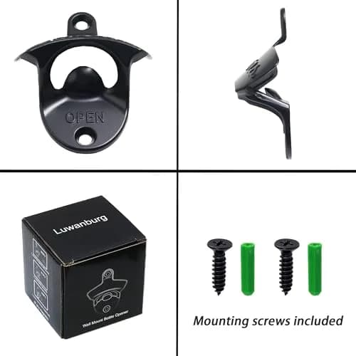 Luwanburg Cheers Wall Mounted Bottle Opener Black | Unique Beer Cap Decor & Effortless Use thumbnail 6