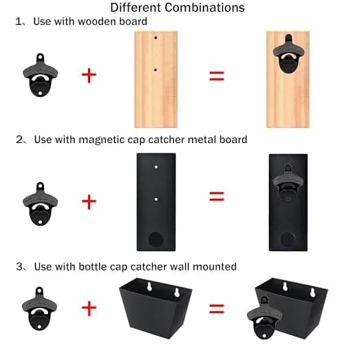 Luwanburg Black Beer Bottle Cap Opener Wall Mounted Cheers Stainless | Rustproof Zinc Alloy Decor & Utility thumbnail 3