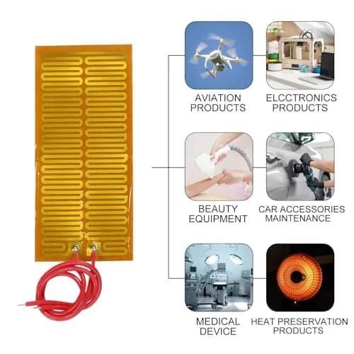 Coliao 24V 30W Polyimide Heater Film 45mmx100mm (6-Pack) | Flexible Adhesive Heating Elements thumbnail 7