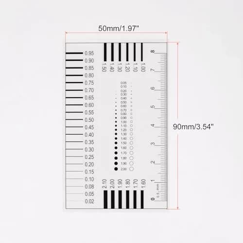 HARFINGTON High Precision SEC Size Estimation Chart 93x58mm (3.66"x2.28") Transparency Flaw Detection Film Ruler thumbnail 2