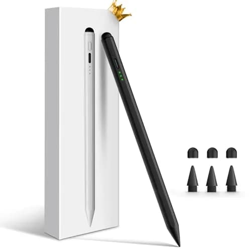 STYLUSHOME Active Stylus Pen for iPad 10th/9th/8th/7th/6th Gen, Pro 11/12.9in, Air 5/4/3, Mini 5/6 — 165mm (5.5in) Black | 13-Min Charge, 9-Hr Use, Tilt & Palm Rejection thumbnail 1
