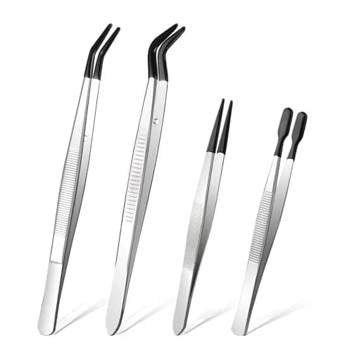 Ainiv 4pcs Tweezers with Rubber Tips | Precision Stainless Steel for Beauty & DIY thumbnail 1