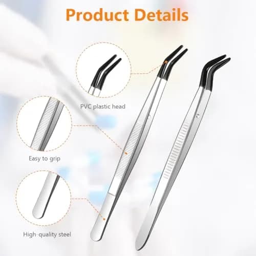 Ainiv 4pcs Tweezers with Rubber Tips | Precision Stainless Steel for Beauty & DIY thumbnail 6