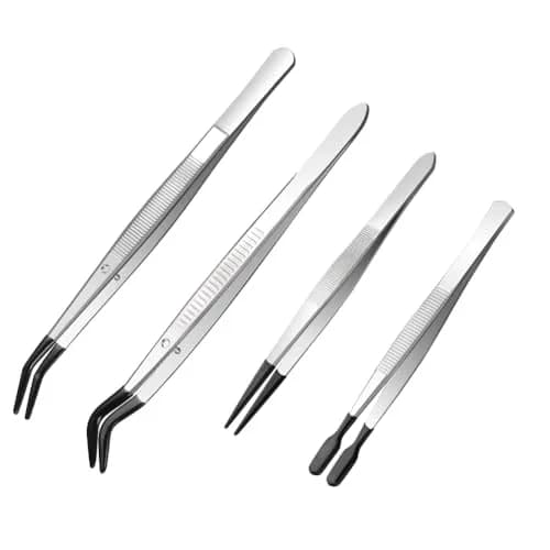 Ainiv 4pcs Tweezers with Rubber Tips | Precision Stainless Steel for Beauty & DIY thumbnail 9