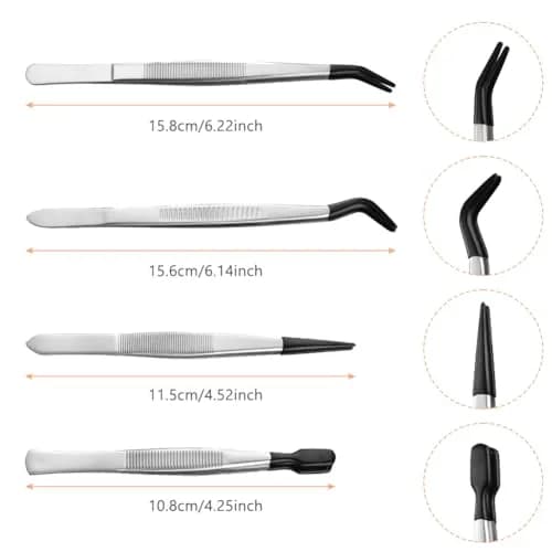 Ainiv 4pcs Tweezers with Rubber Tips | Precision Stainless Steel for Beauty & DIY thumbnail 3