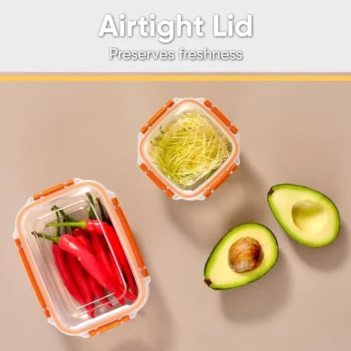 Superio Orange 27 Oz (800ml) Airtight Food Storage Container | Stackable BPA-Free Plastic for Kitchen thumbnail 6
