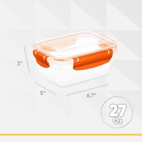 Superio Orange 27 Oz (800ml) Airtight Food Storage Container | Stackable BPA-Free Plastic for Kitchen thumbnail 2