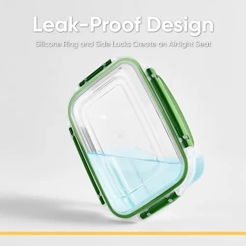 Superio Lock and Fresh Airtight Food Storage Containers with Lids for Kitchen Pantry Organization, BPA Free, Lunch, and Meal Prep Plastic Containers, 48 oz. Rectangular Sealed Container, Green thumbnail 3