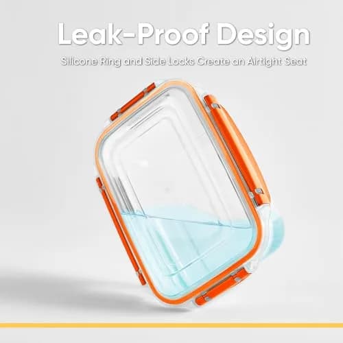 Superio Orange 1183ml (48 Oz) Plastic Food Storage Container with Airtight Lid | Leakproof Bento Box for Kitchen Organization thumbnail 3