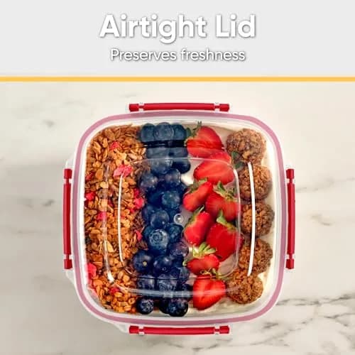 Superio Red 80 oz (2.3 L) Airtight Food Storage Container | Leakproof & Stackable for Kitchen Pantry Organization thumbnail 6