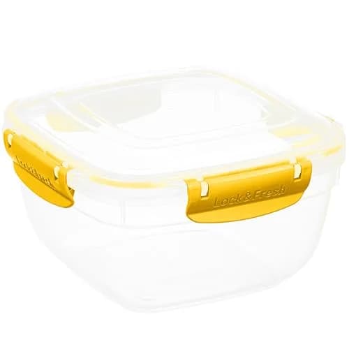 Superio Plastic Food Storage Container Yellow 48 Oz | BPA-Free, Airtight, Leakproof, Stackable thumbnail 1