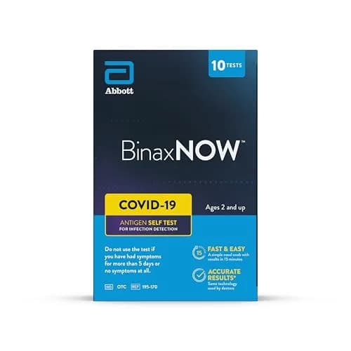 BinaxNOW COVID-19 Antigen Self Test 10 Tests | Fast 15-Minute Results at Home thumbnail 1
