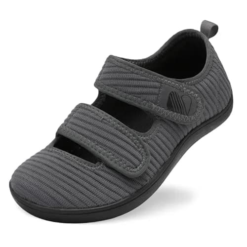 Besroad Women’s Wide Toe Box Walking Shoes Adjustable Diabetic Sneakers 8 Wide Dark Grey | Indoor Outdoor Comfort thumbnail 1