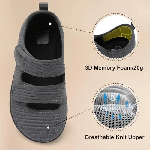 Besroad Women’s Wide Toe Box Walking Shoes Adjustable Diabetic Sneakers 8 Wide Dark Grey | Indoor Outdoor Comfort thumbnail 5
