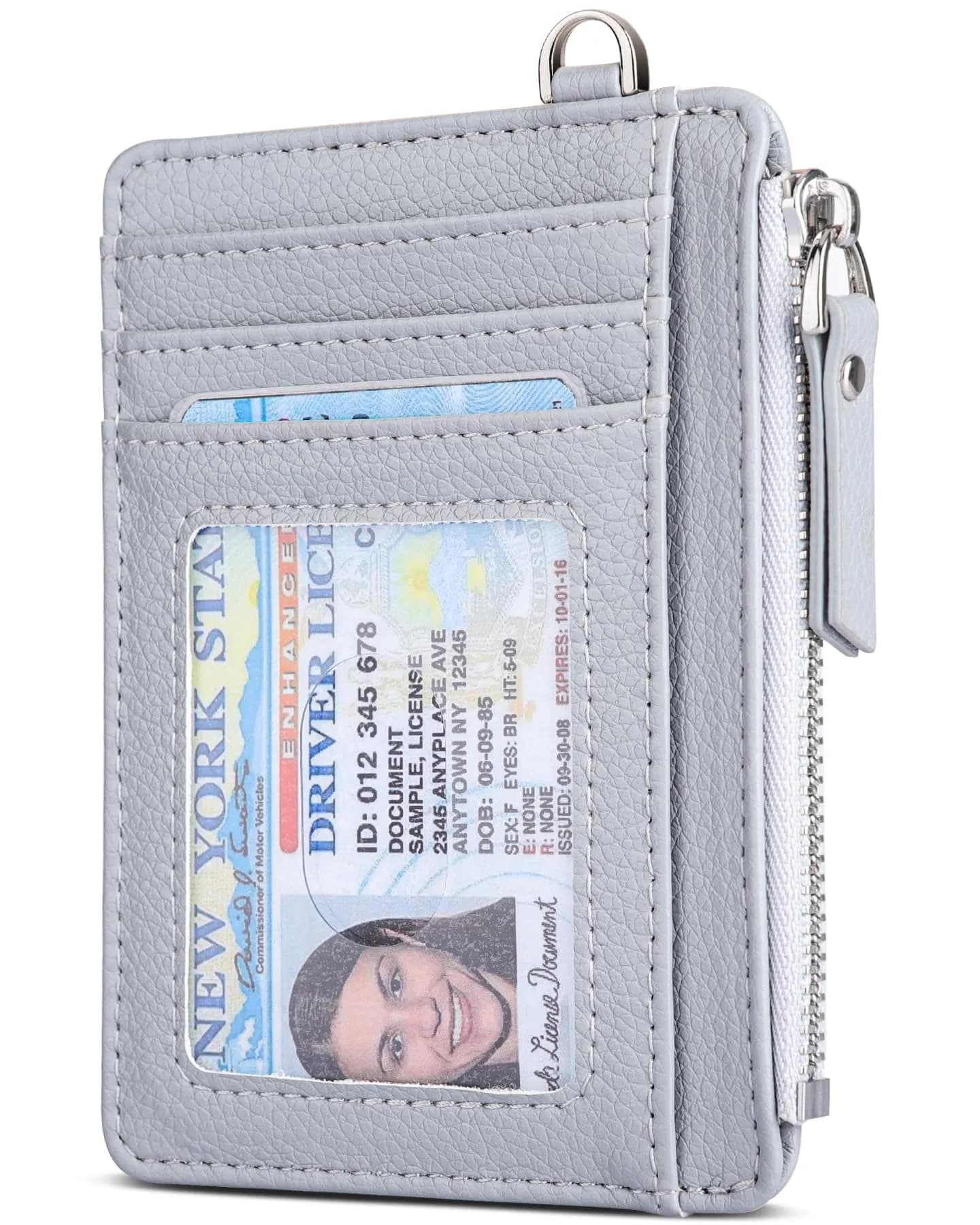Teskyer Slim RFID Wallet for Women, Small Card Holder with Zip Pocket | Compact, RFID-Blocked, Stylish — Grey