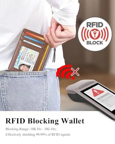 Teskyer Slim RFID Wallet for Women, Small Card Holder with Zip Pocket | Compact, RFID-Blocked, Stylish thumbnail 4