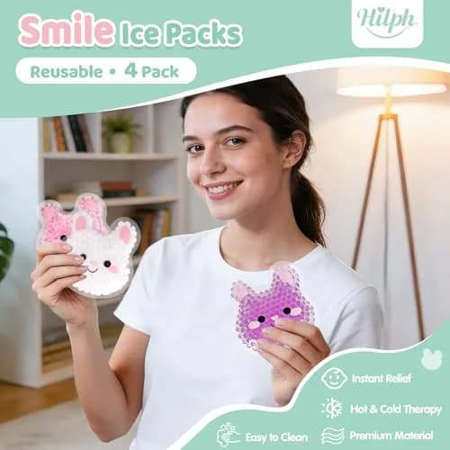 Hilph Kids Bunny Ice Packs for Boo Boos, 3 Count (3"x4.5" Each) | Natural Relief for Swelling & Headaches thumbnail 2